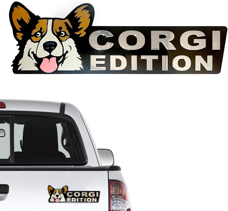 Queenik Dog Edition 3D Car Badge, Laser Cutting Metal Emblem, Cute Dogs Decals (Corgi) - Image 1